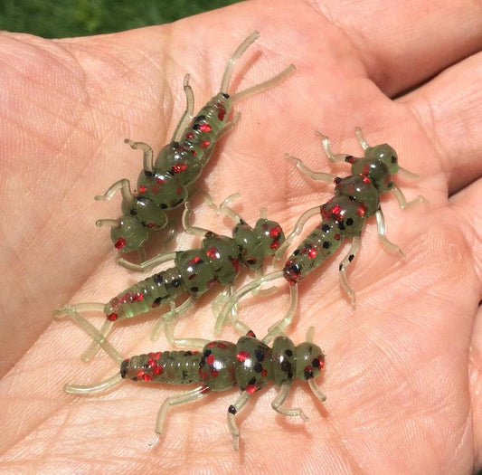 10pc 1.3 "Green/Red Flake" Trout Fly