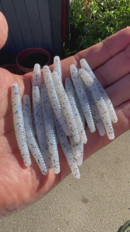 10pc 2in Trout Worm “Pearl White”