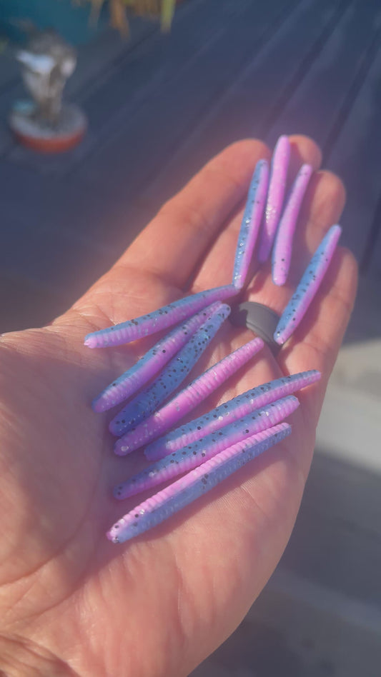 10pc 2in Trout Worm “Chewy Blue”