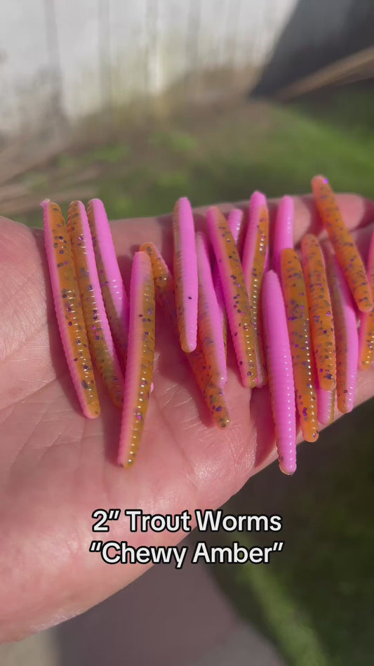 10pc 2in Trout Worm “Chewy Amber”