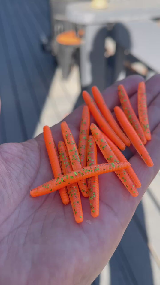 10pc 2.0 Trout Worms “Emerald Orange”