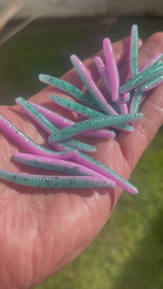 10pc 2in Trout Worm “Chewy Turquoise”
