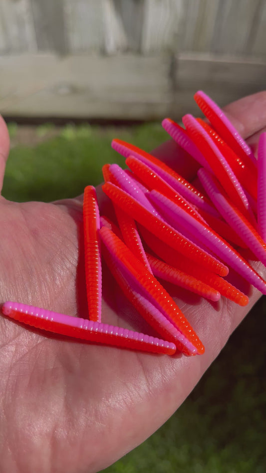 10pc 2in Trout Worm “Neo Orange Pink”